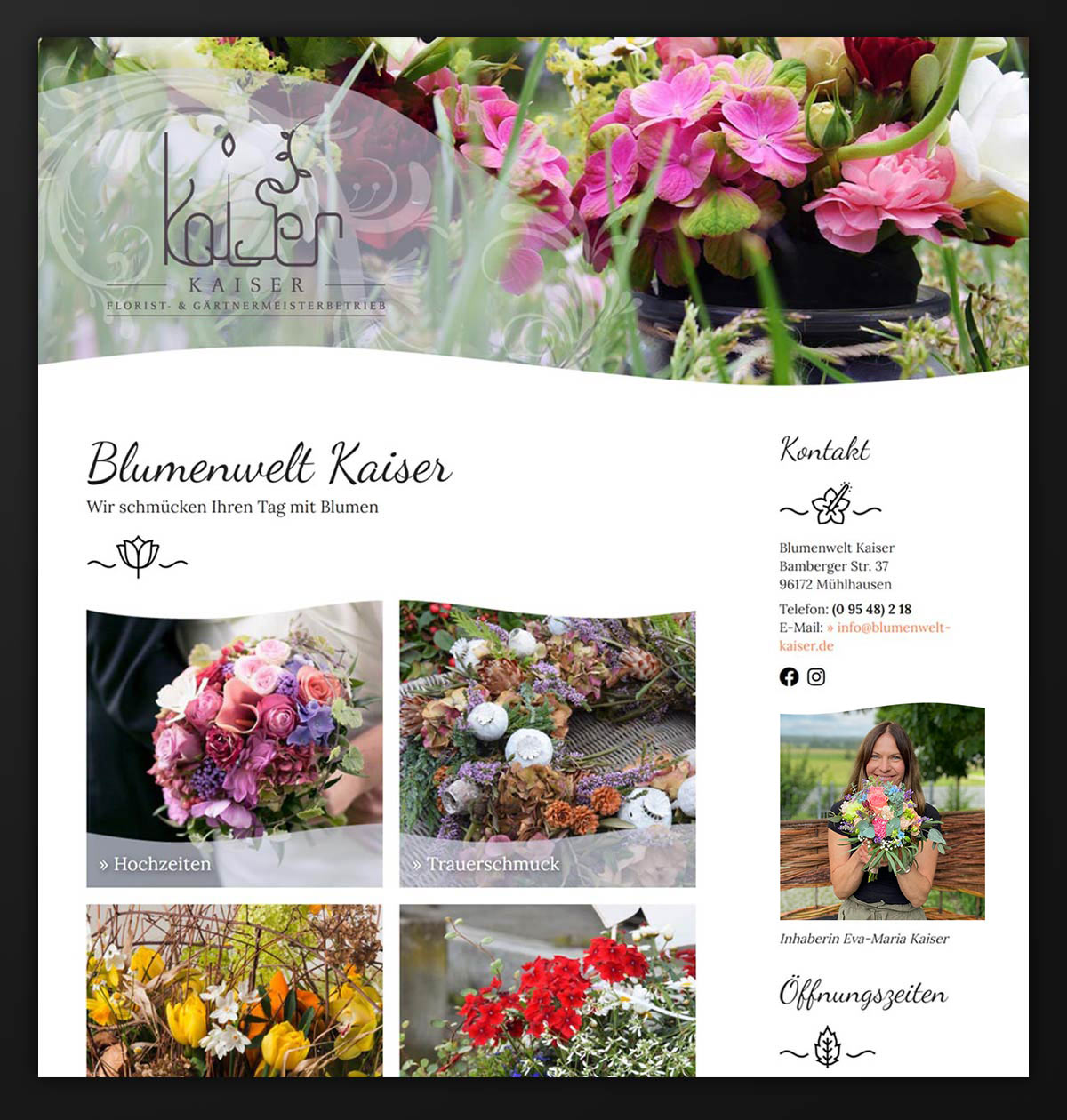 Webseite der Blumenwelt Kaiser